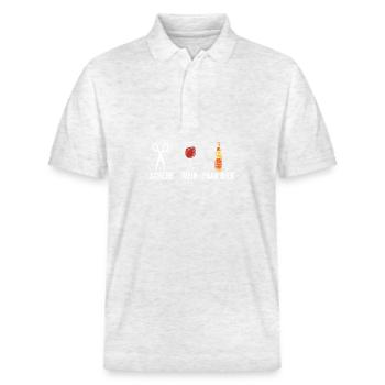 Wein Schere Paar Bier - Stanley/Stella Unisex Bio-Poloshirt PREPSTER - Weiß meliert - Vorne - Roxy (174cm) & Andy (188cm)