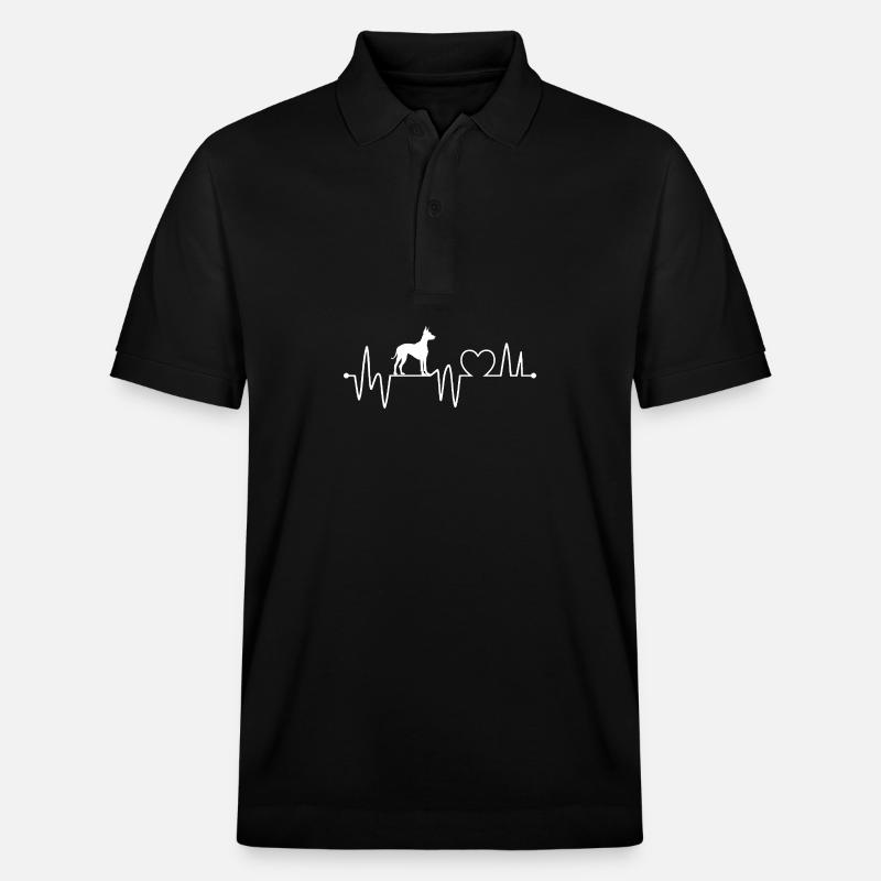 Herzschlag Hund Dobermann - Stanley/Stella Unisex Bio-Poloshirt PREPSTER - Schwarz