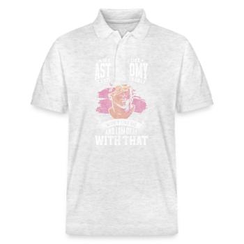 Universe Telescope - Stanley/Stella Unisex Organic Polo Shirt PREPSTER - heather white - Front - Roxy (174cm) & Andy (188cm)