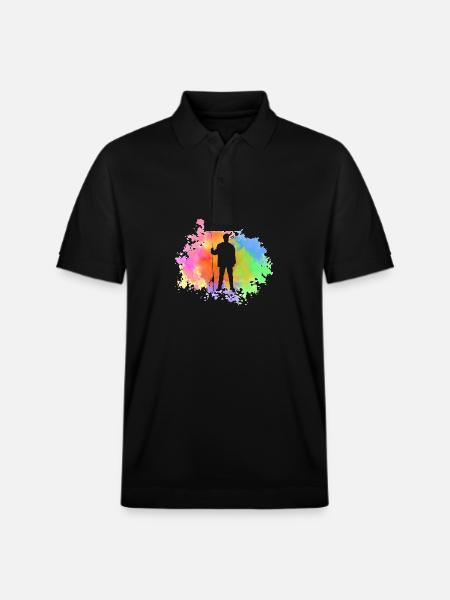 Angler Fishing - Stanley/Stella Unisex Organic Polo Shirt PREPSTER - black