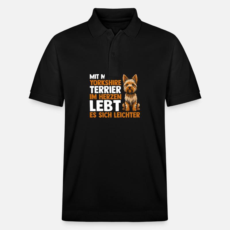 Hund Yorkshire Terrier - Stanley/Stella Unisex Bio-Poloshirt PREPSTER - Schwarz