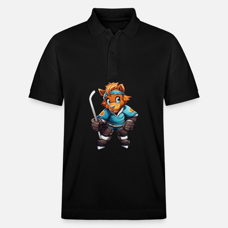 variation 24357Pferd als Eishockeyspieler - Stanley/Stella Unisex Bio-Poloshirt PREPSTER - Schwarz