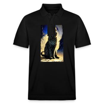 Katze | Haustier | Katzenfan | niedlich | Kätzchen - Stanley/Stella Unisex Bio-Poloshirt PREPSTER - Schwarz - Vorne - Roxy (174cm) & Andy (188cm)