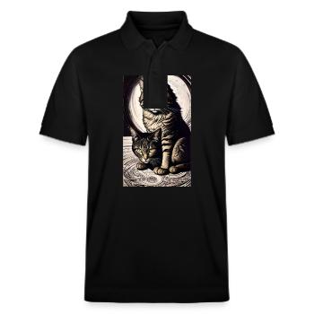 Katze | Haustier | Katzenfan | niedlich | Kätzchen - Stanley/Stella Unisex Bio-Poloshirt PREPSTER - Schwarz - Vorne - Roxy (174cm) & Andy (188cm)