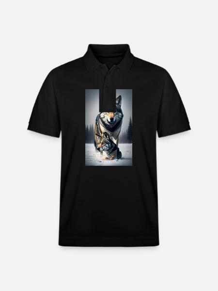 Wolf | Predator | Dog | Mystical - Stanley/Stella Unisex Organic Polo Shirt PREPSTER - black