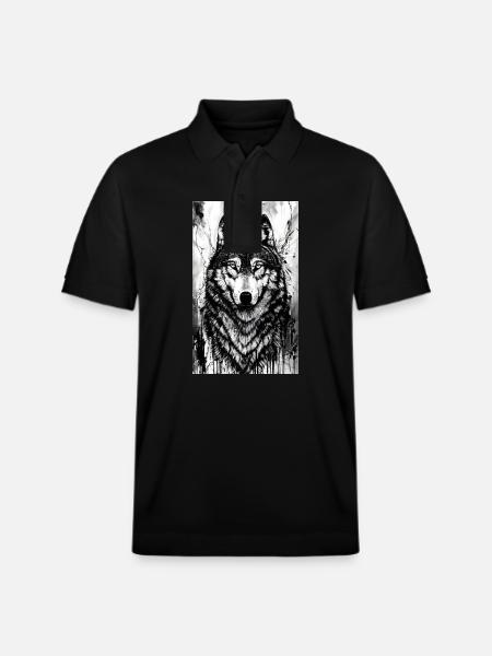 Wolf | Predator | Dog | Mystical - Stanley/Stella Unisex Organic Polo Shirt PREPSTER - black