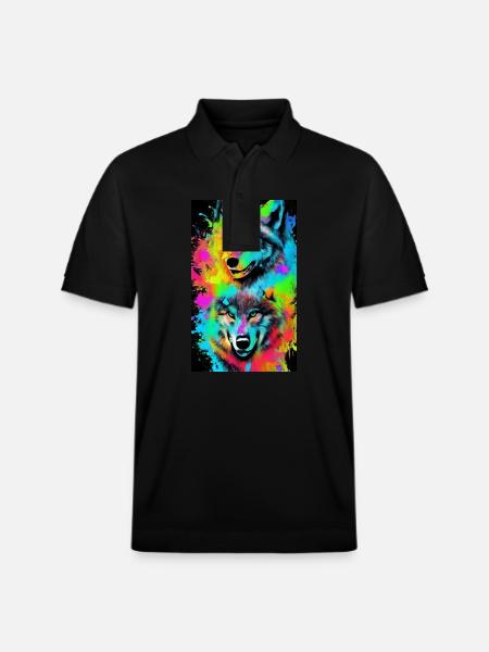 Wolf | Predator | Dog | Mystical - Stanley/Stella Unisex Organic Polo Shirt PREPSTER - black