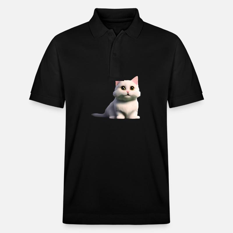 Chat blanc - Polo PREPSTER bio Stanley/Stella Unisexe - noir