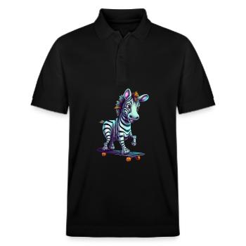 Skateboarder Zebra : Kawaii sur la planche - Polo PREPSTER bio Stanley/Stella Unisexe - noir - Devant - Roxy (174cm) & Andy (188cm)