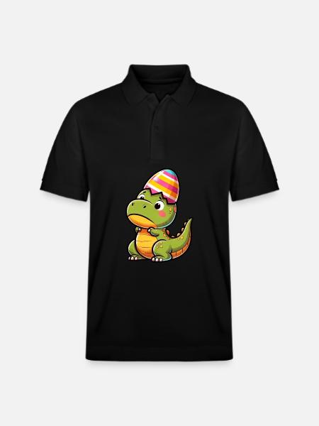 Easter T-Rex in Eggshell, Clumsy - Stanley/Stella Unisex Organic Polo Shirt PREPSTER - black