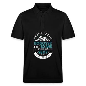 60 ans anniversaire homme pour amoureux - Polo PREPSTER bio Stanley/Stella Unisexe - noir - Devant - Roxy (174cm) & Andy (188cm)