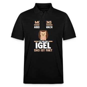 Tiermotiv Igel - Stanley/Stella Unisex Bio-Poloshirt PREPSTER - Schwarz - Vorne - Roxy (174cm) & Andy (188cm)