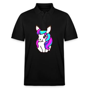 Multicolored cute unicorn - Stanley/Stella Unisex Organic Polo Shirt PREPSTER - black - Front - Roxy (174cm) & Andy (188cm)