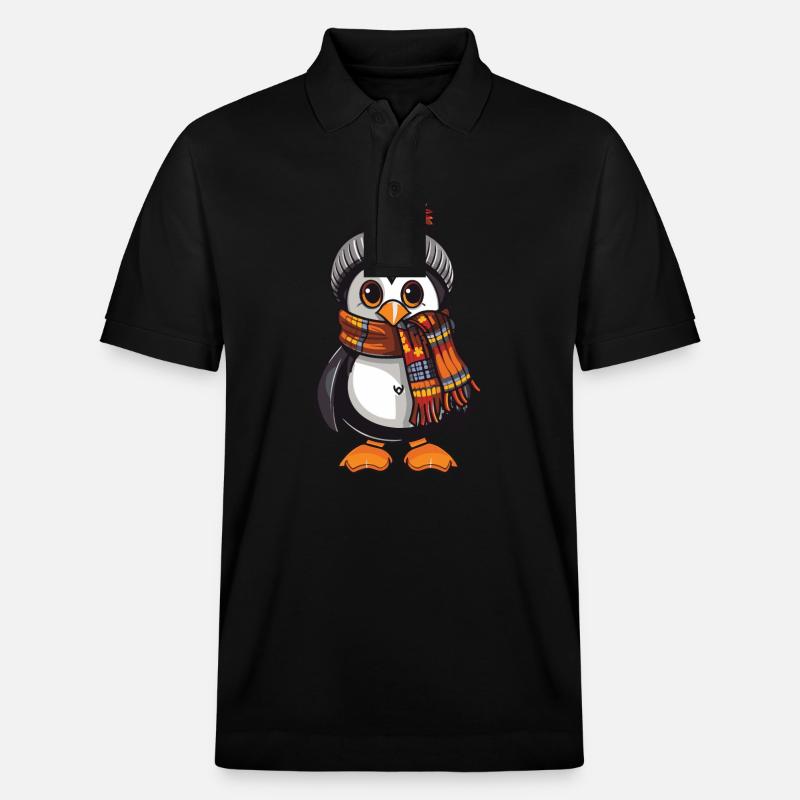 Pinguin Winter Comic - Stanley/Stella Unisex Bio-Poloshirt PREPSTER - Schwarz