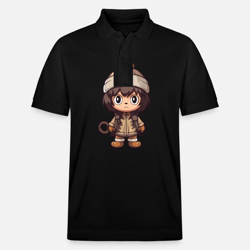 Monkey Winter Comic - Stanley/Stella Unisex Organic Polo Shirt PREPSTER - black