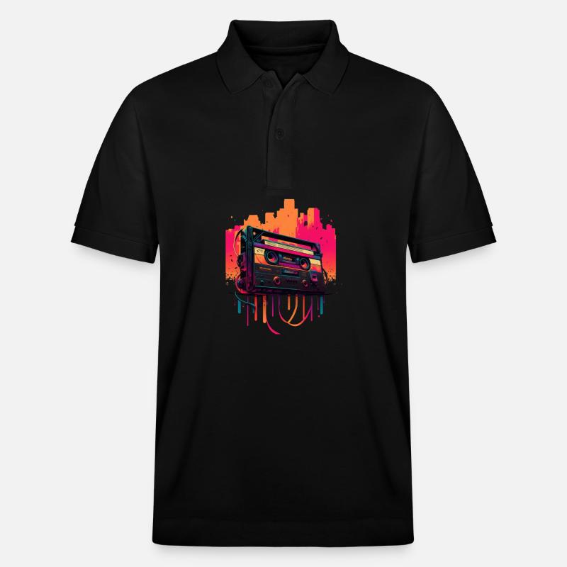 Mixtape rétro - Polo PREPSTER bio Stanley/Stella Unisexe - noir