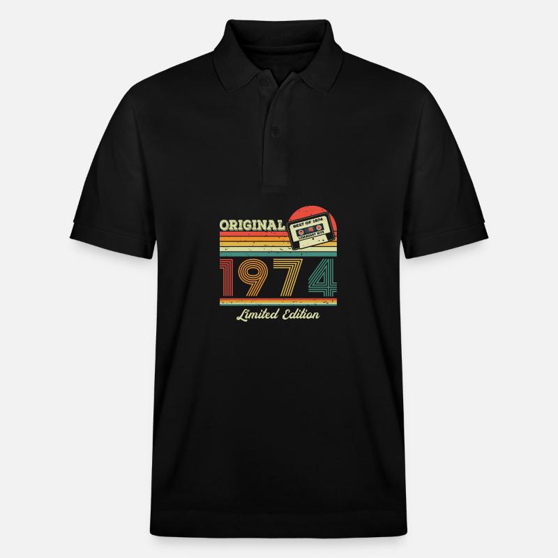Original 1974 édition limitée millésime année de naissance - Polo PREPSTER bio Stanley/Stella Unisexe - noir
