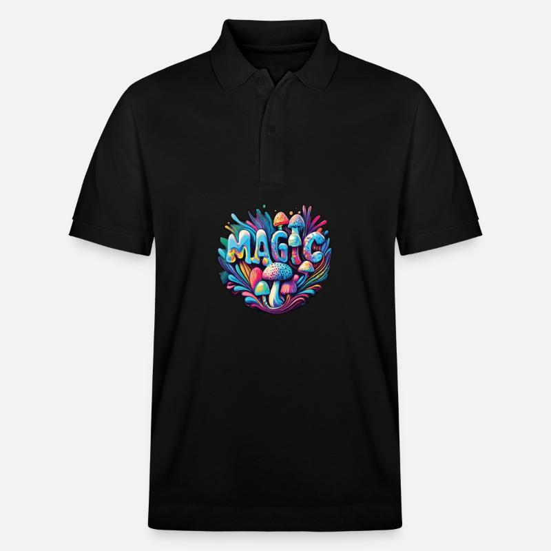 Magic Mushroom Psychedelic Art - Stanley/Stella Unisex Bio-Poloshirt PREPSTER - Schwarz