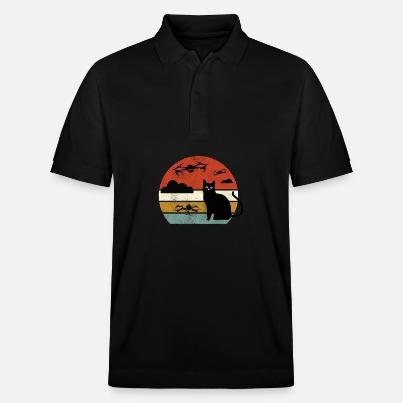 Kat Drone Drone Kat Droner Katte - Stanley/Stella PREPSTER økologisk unisex poloshirt - sort