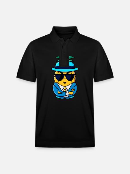 Pineapple Gangster Mafia Kawaii Design - Stanley/Stella Unisex Organic Polo Shirt PREPSTER - black