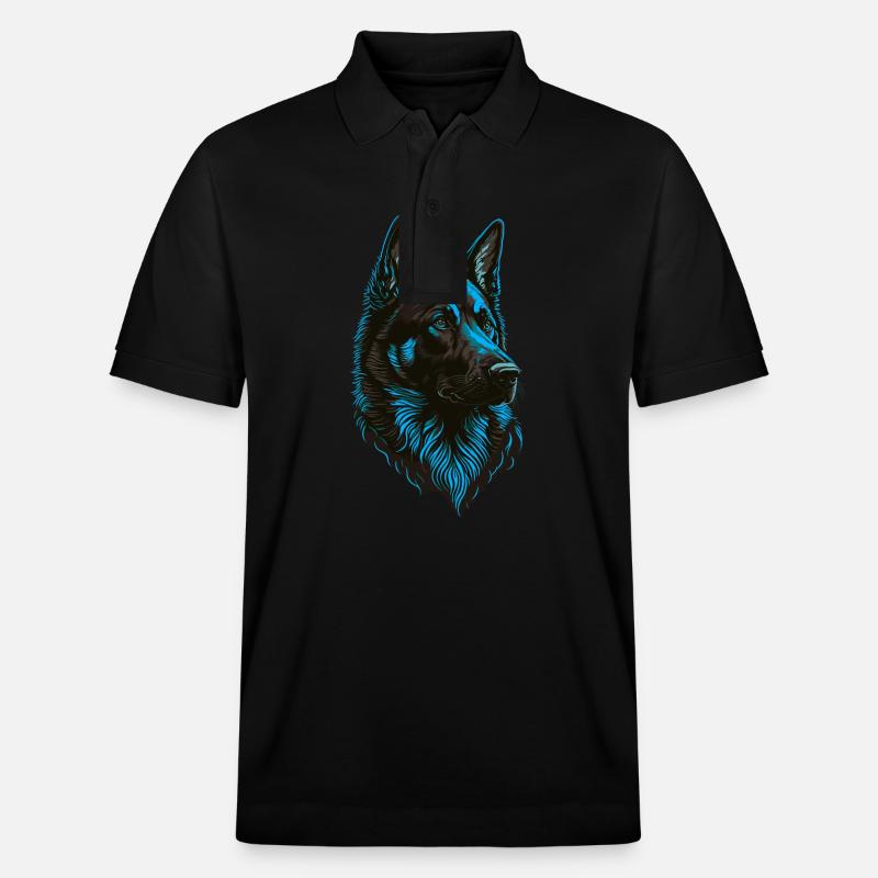 Schäferhund Kopf Blau - Stanley/Stella Unisex Bio-Poloshirt PREPSTER - Schwarz