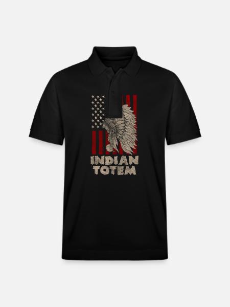 Native American, Guardian, Freedom, God - Stanley/Stella Unisex Organic Polo Shirt PREPSTER - black
