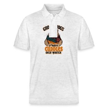 Murmeltiere bevorzugen Streicheleinheiten statt Winter Design - Stanley/Stella Unisex Bio-Poloshirt PREPSTER - Weiß meliert - Vorne - Roxy (174cm) & Andy (188cm)
