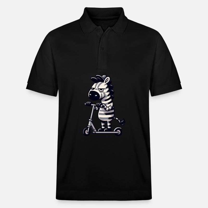 Zebra Kickroller Skurril Lustig Comic - Stanley/Stella Unisex Bio-Poloshirt PREPSTER - Schwarz