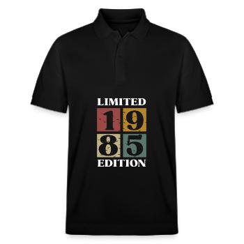 Vintage Gift 1985 Anniversary Limited Edition - Stanley/Stella Unisex Organic Polo Shirt PREPSTER - black - Front - Roxy (174cm) & Andy (188cm)
