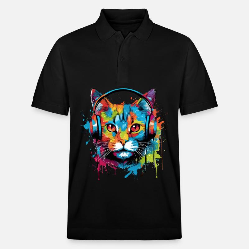 Chat avec écouteurs Musique - Polo PREPSTER bio Stanley/Stella Unisexe - noir
