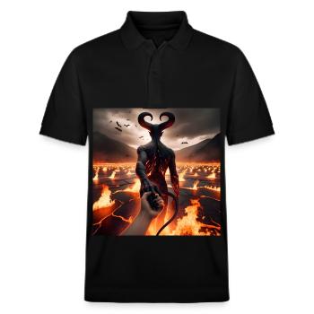 Folge mir in den Abgrund - Infernal Devil's Pact #06 - Stanley/Stella Unisex Bio-Poloshirt PREPSTER - Schwarz - Vorne - Roxy (174cm) & Andy (188cm)