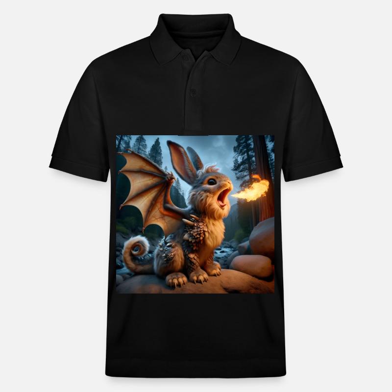 Feuerspeiender Hase Drache #18 - Stanley/Stella Unisex Bio-Poloshirt PREPSTER - Schwarz