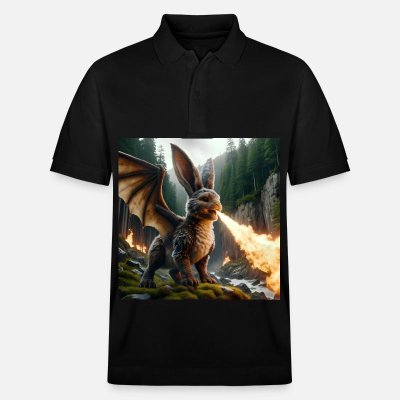 Feuerspeiender Hase Drache #13 - Stanley/Stella Unisex Bio-Poloshirt PREPSTER - Schwarz