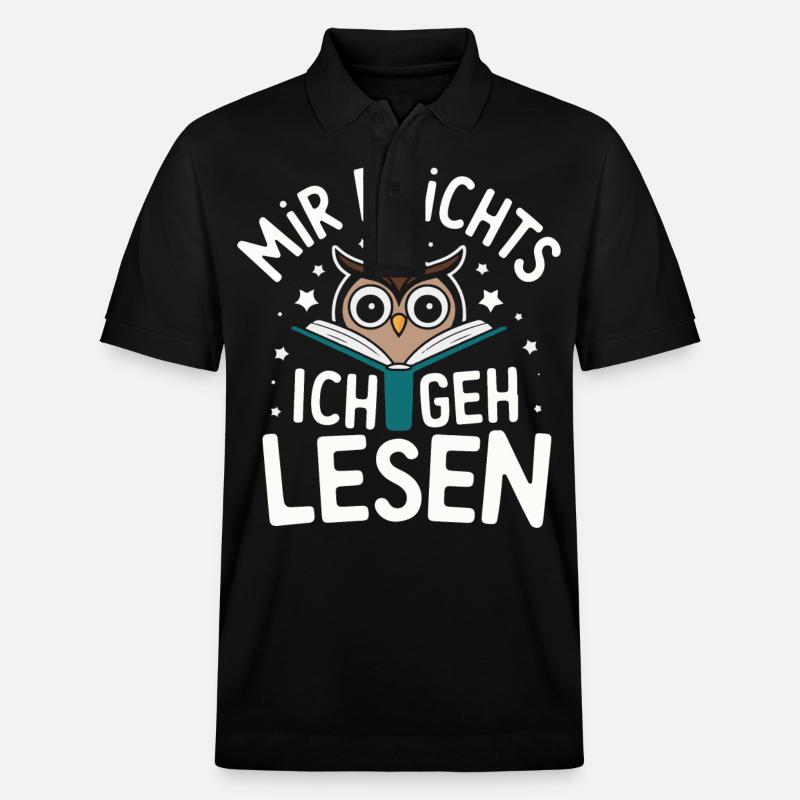 Nachteule Eule Eulen Vogel - Stanley/Stella Unisex Bio-Poloshirt PREPSTER - Schwarz