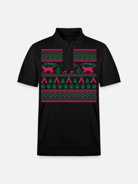 Weihnachtskatze Hässlicher Weihnachtspullover Geschenk - Stanley/Stella Unisex Bio-Poloshirt PREPSTER - Schwarz