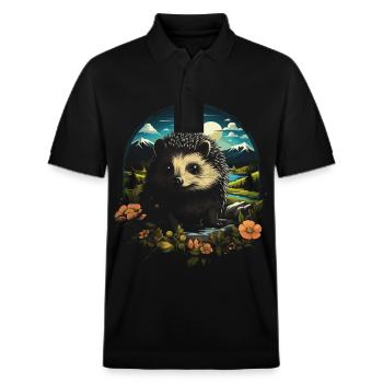 Igel Tier - Stanley/Stella Unisex Bio-Poloshirt PREPSTER - Schwarz - Vorne - Roxy (174cm) & Andy (188cm)