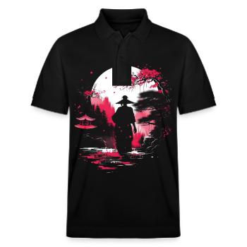 Geisha Kyoto Kimono Culture Samouraï Anime Sanctuaire - Polo PREPSTER bio Stanley/Stella Unisexe - noir - Devant - Roxy (174cm) & Andy (188cm)
