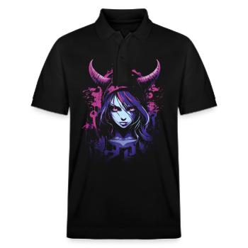 Anime Goth Girl Esthétiquement Pastel Sombre Edgy Homme - Polo PREPSTER bio Stanley/Stella Unisexe - noir - Devant - Roxy (174cm) & Andy (188cm)