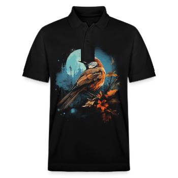 Majestic Bird Illustration Bird Lover - Stanley/Stella Unisex Organic Polo Shirt PREPSTER - black - Front - Roxy (174cm) & Andy (188cm)