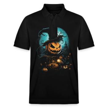Halloween Creepy Artwork Horreur - Polo PREPSTER bio Stanley/Stella Unisexe - noir - Devant - Roxy (174cm) & Andy (188cm)