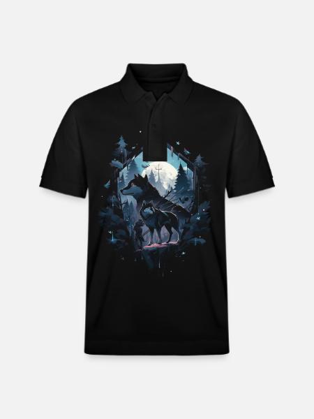 Majestic Wolf Wolves - Stanley/Stella Unisex Organic Polo Shirt PREPSTER - black