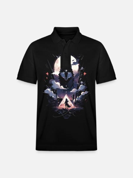 Wolf Digitales Kunstwerk Tier - Stanley/Stella Unisex Bio-Poloshirt PREPSTER - Schwarz