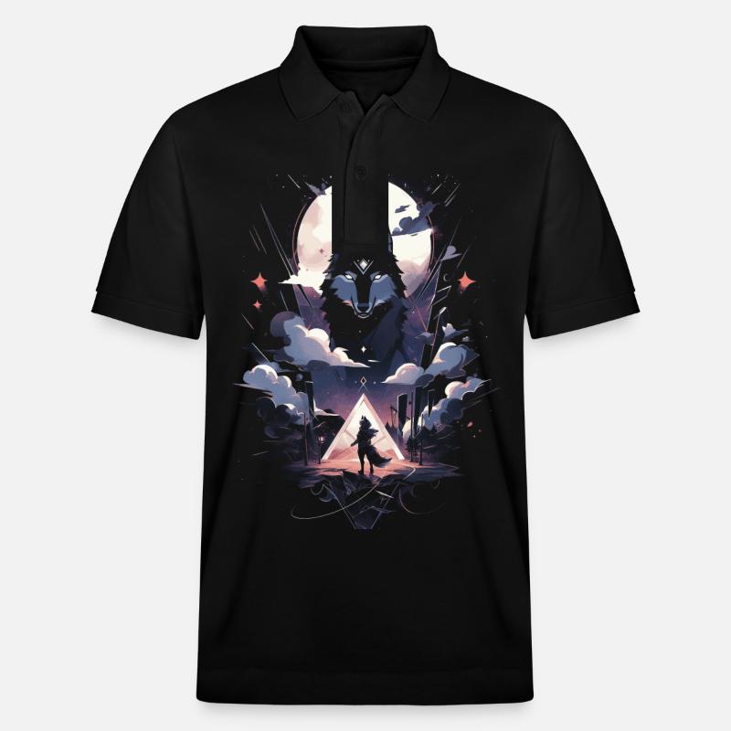 Wolf Digitales Kunstwerk Tier - Stanley/Stella Unisex Bio-Poloshirt PREPSTER - Schwarz
