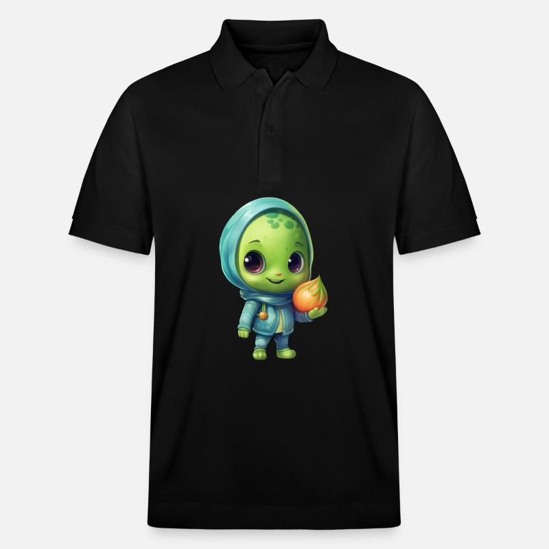Blau-Pinker Alien Skateboarder: Kosmische Tricks - Stanley/Stella Unisex Bio-Poloshirt PREPSTER - Schwarz