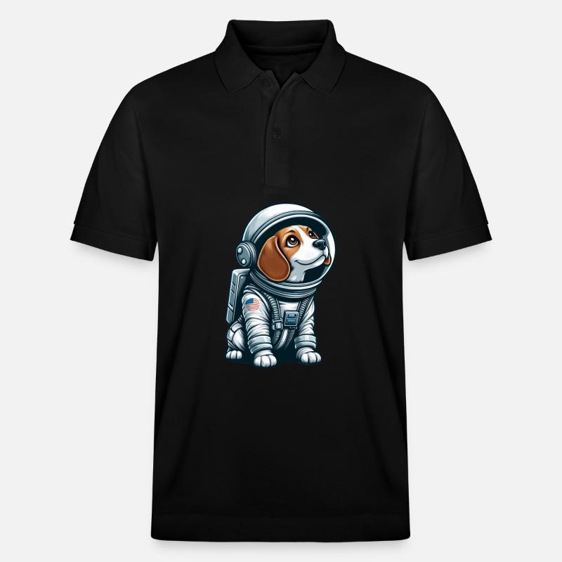 Beagle Astronaut im Weltall - Stanley/Stella Unisex Bio-Poloshirt PREPSTER - Schwarz