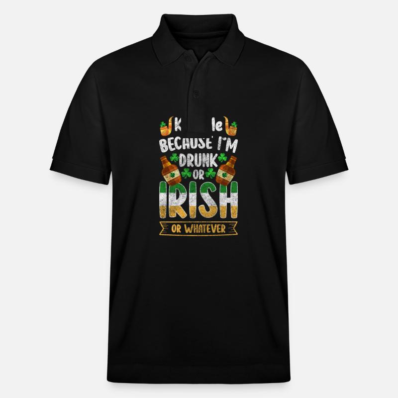 Alcool de pot Irish Shamrock - Polo PREPSTER bio Stanley/Stella Unisexe - noir