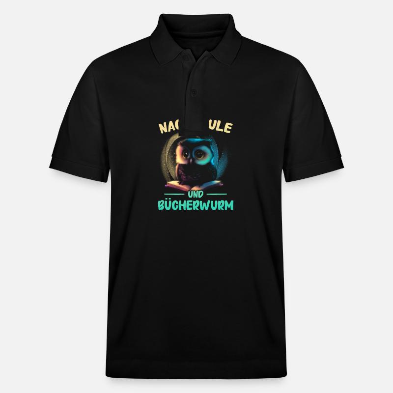 Nachteule Eule Eulen Vogel - Stanley/Stella Unisex Bio-Poloshirt PREPSTER - Schwarz