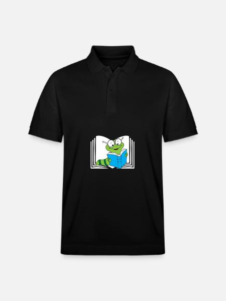 Books Bookworm - Stanley/Stella Unisex Organic Polo Shirt PREPSTER - black