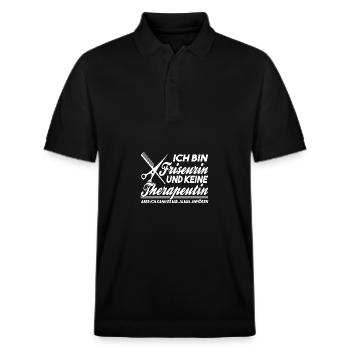 Friseurin Geschenkideen - Stanley/Stella Unisex Bio-Poloshirt PREPSTER - Schwarz - Vorne - Roxy (174cm) & Andy (188cm)