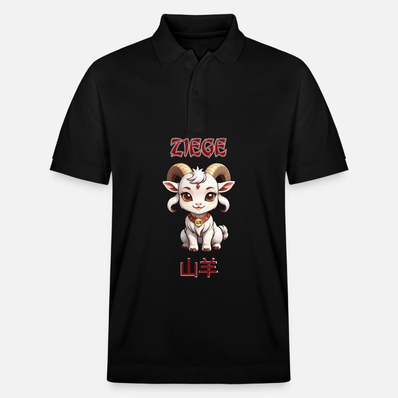 Ziege - chinesisches Sternzeichen - Astrologie - Stanley/Stella Unisex Bio-Poloshirt PREPSTER - Schwarz